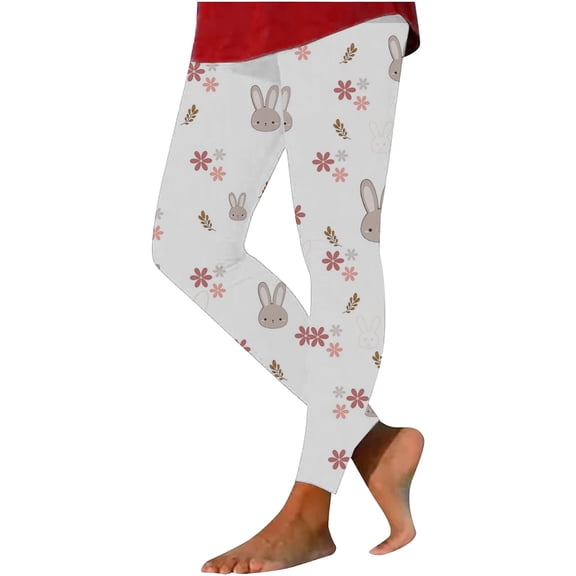 frariair Easter Leggings for Women Spring Bunny Egg Printed Slimming Yoga Pants Workout Leggings Yoga Pants
