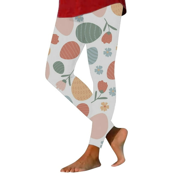 frariair Easter Leggings for Women Spring Bunny Egg Printed Slimming Yoga Pants Workout Leggings Yoga Pants
