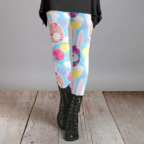 frariair Easter Leggings for Women Winter Warm Legging Print Fleece Pants Athletic Comfy High Waisted Trousers Yoga Pants Tights Brown 1 PC