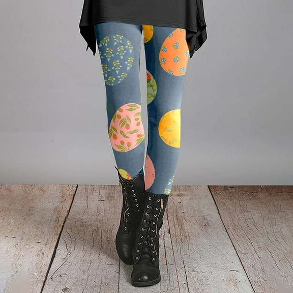 frariair Easter Leggings for Women Winter Warm Legging Print Fleece Pants Athletic Comfy High Waisted Trousers Yoga Pants Tights Brown 1 PC