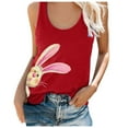thumbnail image 1 of frariair Easter Shirts for Women Summer O Neck Top Sleeveless TShirts Rabbit Pattern Print Tank Tops Graphic Tees Summer Tank Top, 1 of 5