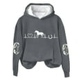 thumbnail image 1 of frariair Equestrian Graphic Print Hooded Fleece Sweatshirt Women Casual Loose Fit Long Sleeve Pullover Top For Winter Comfort Dark Gray XL, 1 of 4