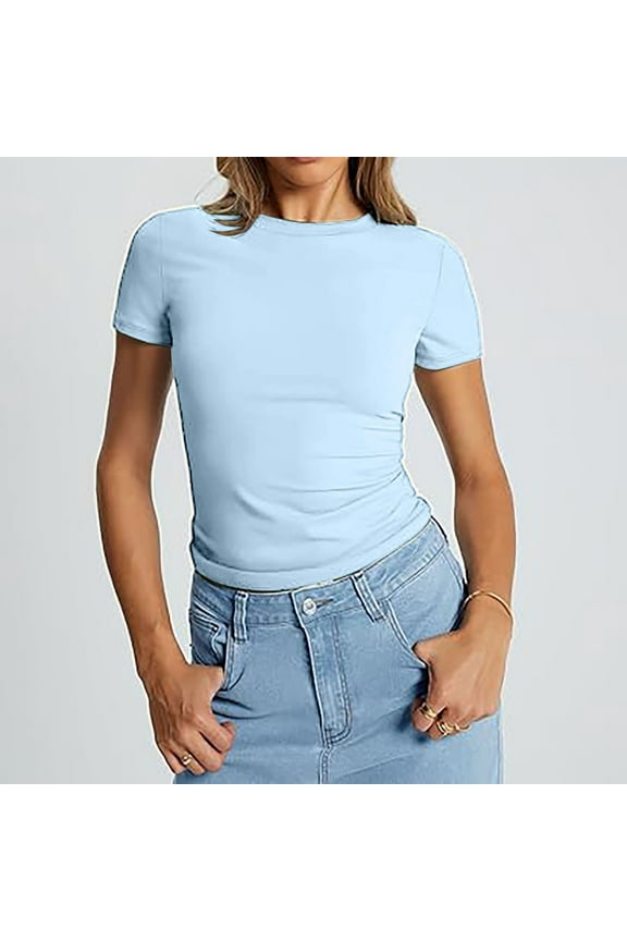 Fashion Forward Crop Top Featuring Lightweight Material And Relaxed Fit Ideal For Teen Girls Wardrobe Blue