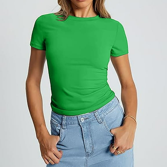 frariair ​Fashion Forward Crop Top Featuring Lightweight Material And Relaxed Fit Ideal For Teen Girls Wardrobe​ Green