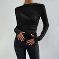 thumbnail image 1 of frariair Feminine Ruffle Sleeve Base Top With Stretchy Fabric Ideal For Professional Settings And Dressy Casual Comfort Black, 1 of 7