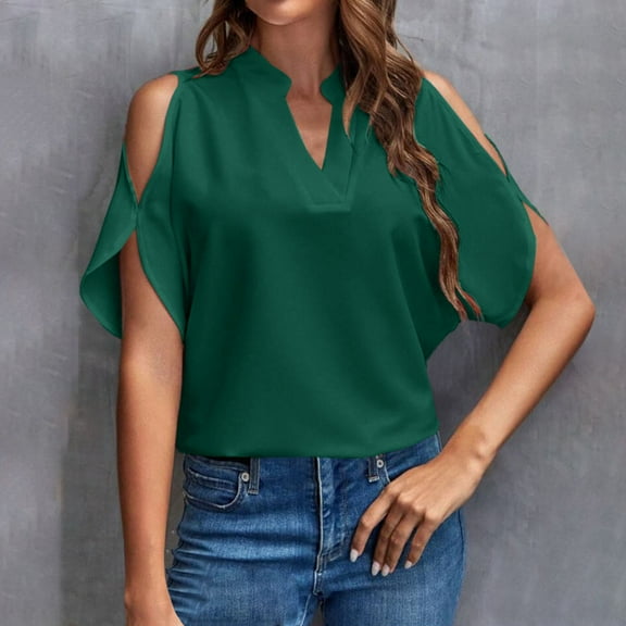 frariair Flowy Off-The-Shoulder Top Featuring Breathable Polyester Blend Perfect For Vacation Style And Everyday Boho Chic Green