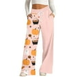 frariair Halloween Sweatpants Women Pumpkin Print Wide Leg Joggers