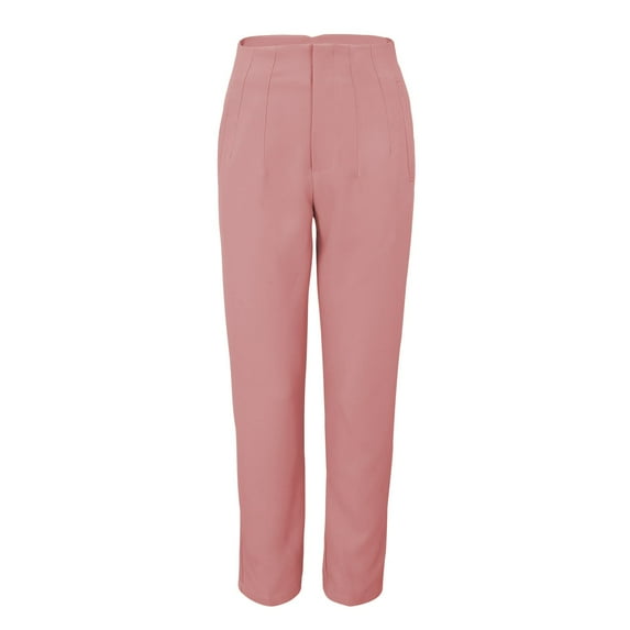 frariair High Waisted Cropped Dress Pants For Women Stretchy Work Wear With Side Pockets Professional Comfort Fit Slacks Hot Pink