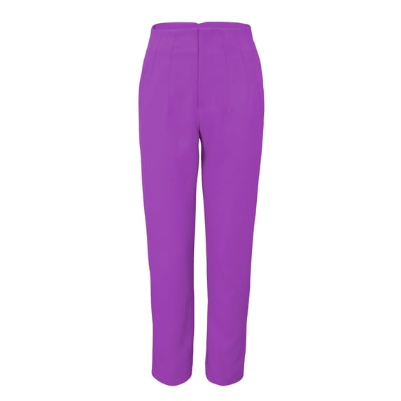 frariair High Waisted Cropped Dress Pants For Women Stretchy Work Wear With Side Pockets Professional Comfort Fit Slacks Purple