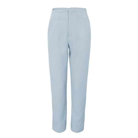 frariair ​High Waisted Cropped Dress Pants For Women Stretchy Work Wear With Side Pockets Professional Comfort Fit Slacks​ Sky Blue