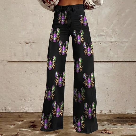 frariair High Waisted Jeans for Women Loose Fashion Plus Size Printed Casual Pants Watermelon Red