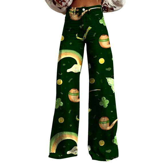 frariair High Waisted Jeans for Women Wide Leg Pants Woman Waist Floral Patterned Lightweight Loose Fit Casual Colorful Trouser Imitation Camouflage
