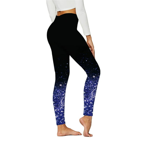 frariair High Waisted Leggings for Women Printed Waist Workout Running Sports Tights Butt Lift Yoga Pants Floral Navy