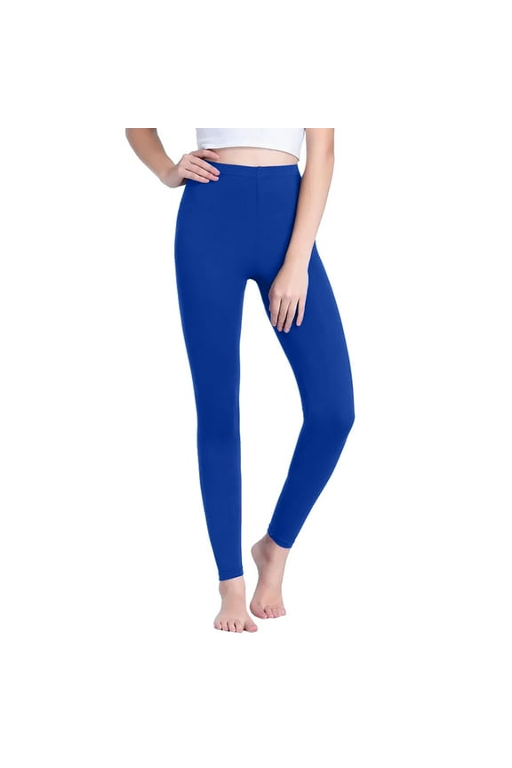 High Waisted Leggings for Women Tummy Control Plus Size Buttery Workout Leggings Solid Yoga Pants Tights Blue 1 PC