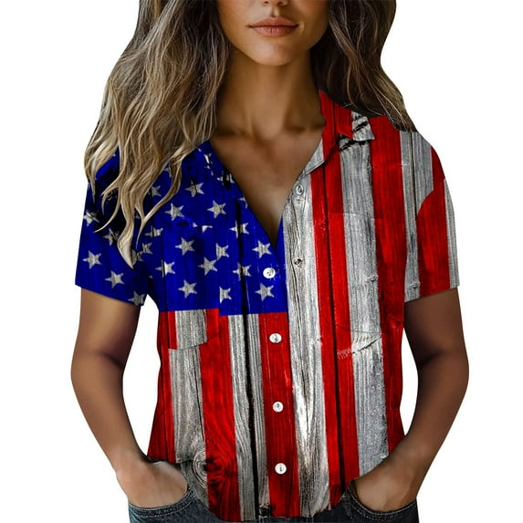 frariair Independence Day Women's Vintage Cotton-Linen Blend Embroidered Tunic For Casual & Summer Outfits Blue