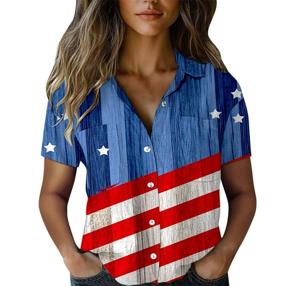 frariair Independence Day Women's Vintage Cotton-Linen Blend Embroidered Tunic For Casual & Summer Outfits Blue