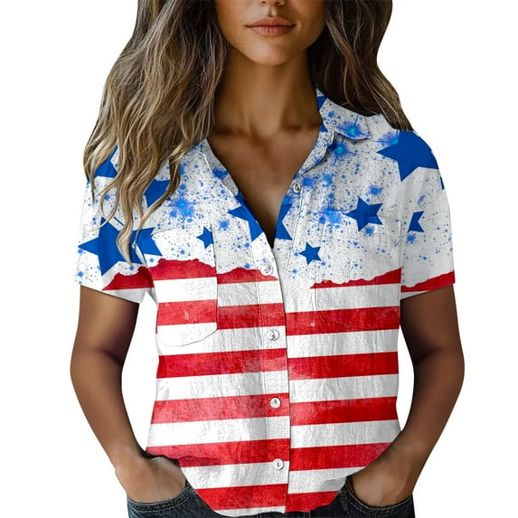 frariair Independence Day Women's Vintage Cotton-Linen Blend Embroidered Tunic For Casual & Summer Outfits Light Blue