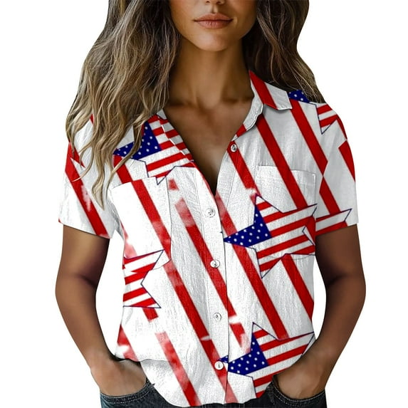 frariair Independence Day Women's Vintage Cotton-Linen Blend Embroidered Tunic For Casual & Summer Outfits White