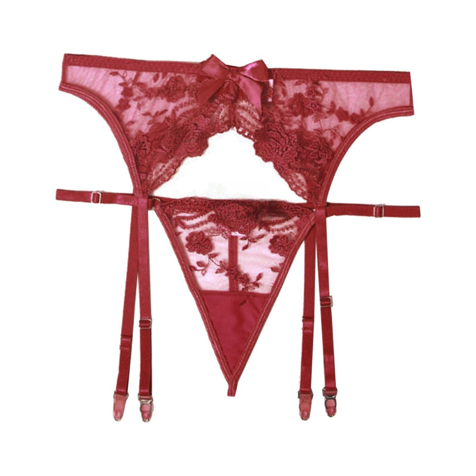 QIJUNTUO Adjustable Suspender Belt Set With High Waisted Brief And Four ...