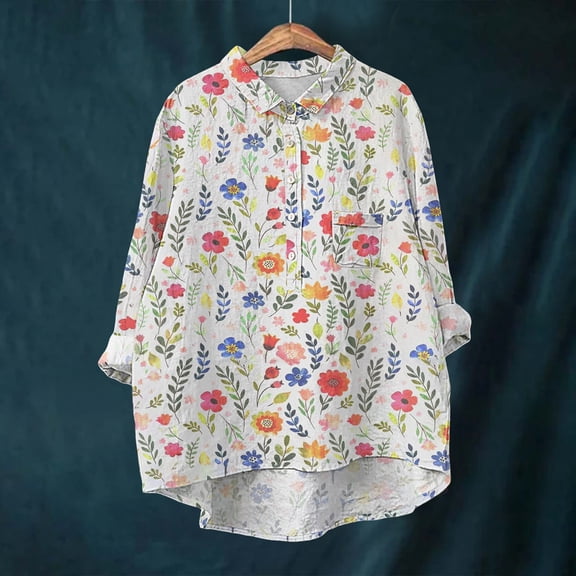 frariair Ladies Bohemian Inspired Long Sleeve Blouse Featuring Button Front And Loose Fit For Professional To Relaxed Settings White