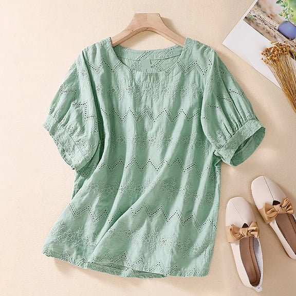 frariair Ladies Botanical Print Top With Tailored Fit And Breathable Material For Everyday Elegance Green
