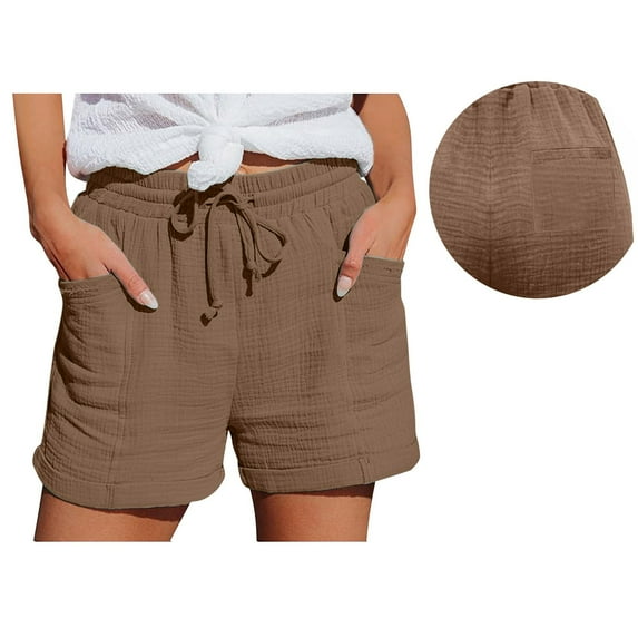 frariair Ladies Breathable Casual Sport Shorts Secure Pocket Design For Running Gym And Vacation Comfort Wear Coffee