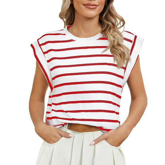 frariair Ladies Breton Inspired Top Featuring Timeless Stripes And Breathable Fabric For Everyday Versatility Red