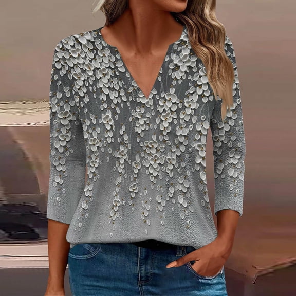 frariair Ladies Casual Fashion Top With Boho Inspired Patterns And Soft Polyester Blend For Everyday Versatility Dark Gray
