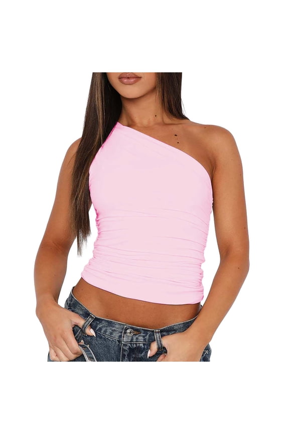Ladies Fashion Forward Tunic Top Featuring Side Slits And Draped Front Design For Effortless Everyday Style Pink