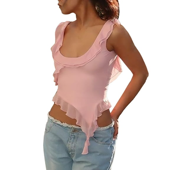 frariair Ladies Lace Detail Camisole Featuring Asymmetric Hem And Lightweight Fabric For Beach Vacation Comfort Pink
