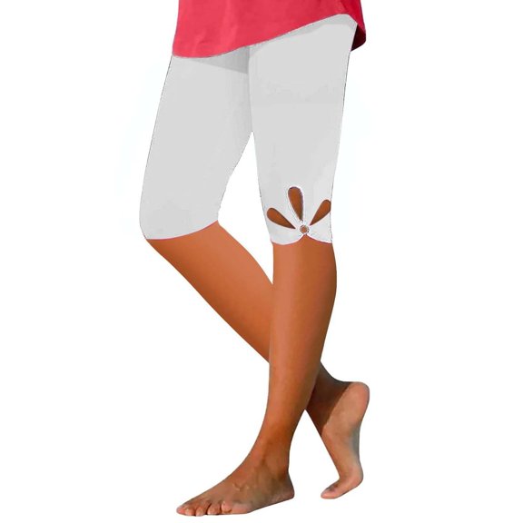 frariair ​Ladies Modern 7/8 Length Workout Pants Tummy Control Lightweight Athletic Capris For Gym And Daily Wear​ White