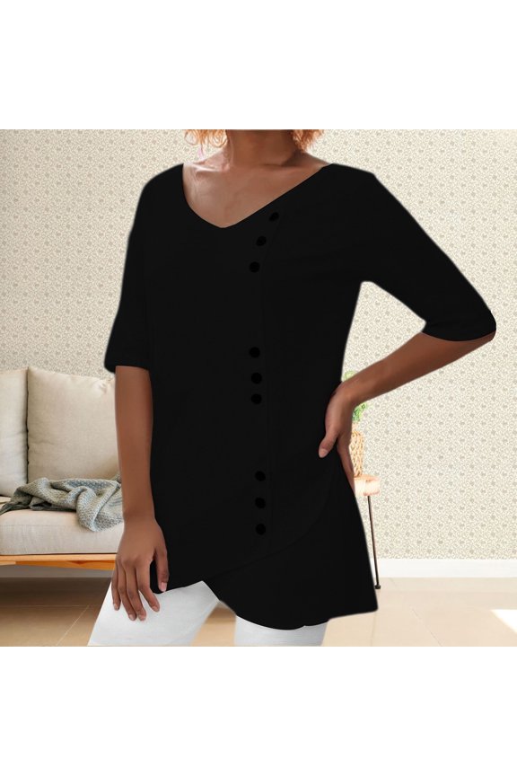 Ladies Relaxed Fit Artistic Print Shirt With Ethnic Inspired Embroidery Breathable Linen-Like Fabric For Creative Professionals And Travel Black