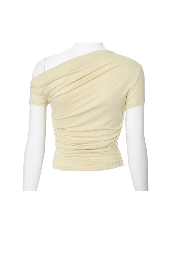 Ladies Slim Fit Stretch Knit Top With Elasticated Hem For Sexy Date Night And Club Wear Essentials Beige