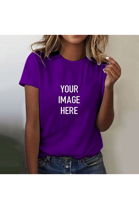 Ladies Soft Jersey Crew Neck T-Shirt With Minimalist Design For Mother's Day Gifting And Family Reunion Outfits Purple