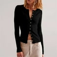 thumbnail image 1 of frariair ​Ladies Stretchy Crew Neck Shirt With Textured Knit Fabric And Versatile Layering Potential For Professional Style​ Black, 1 of 6