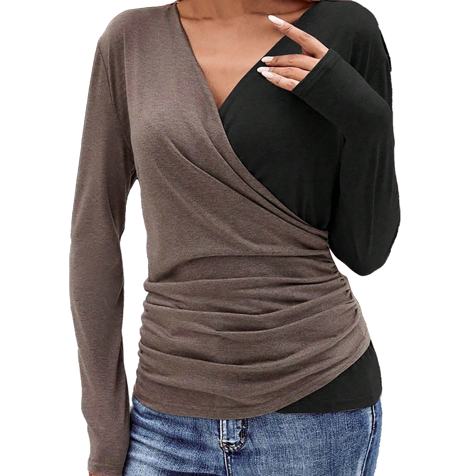 Structured Tunic frariair Ladies Tailored Waist Accent V-Neck Shirt Structured Polyester ...