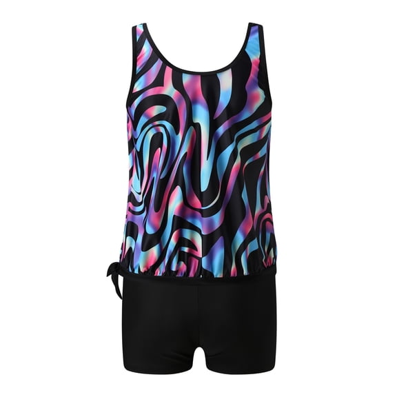 frariair ​Ladies Two-Piece Swimwear Set With Supportive Racerback And Full Coverage Legs For Family Resort Activities​ Purple