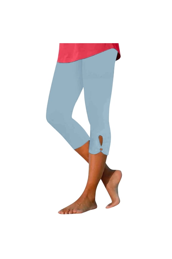 Ladies Ventilated Mesh Insert Cropped Leggings With Moisture Control And Stretch Support For Fitness Enthusiasts Blue