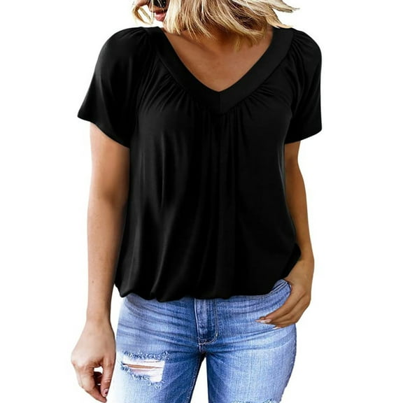 frariair Ladies Versatile Crew Neck Short Sleeve Shirt Soft Breathable Fabric For Effortless Casual Wear And Layering Black