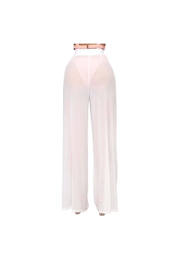 Lightweight See Through Swim Trunks For Women High Waisted Bikini Covering With Wide Leg Design Vacation Protection Wear White