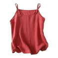 thumbnail image 1 of frariair Linen Tops for Women Cotton Camisole Spaghetti Strap Loose Fit Tank Top Summer Casual Sleeveless Shirts Red, 1 of 7