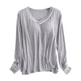 thumbnail image 1 of frariair Modal Pajamas women Long Sleeve Sleep T Shirt Basic Layer Stretchy Shirts Neck Pajama Top Grey, 1 of 9
