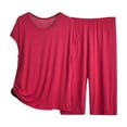 thumbnail image 1 of frariair Modal Pajamas womens Capri Pajama Sets Summer Short Sleeve Top With Pants Soft 2 Summer Red, 1 of 6