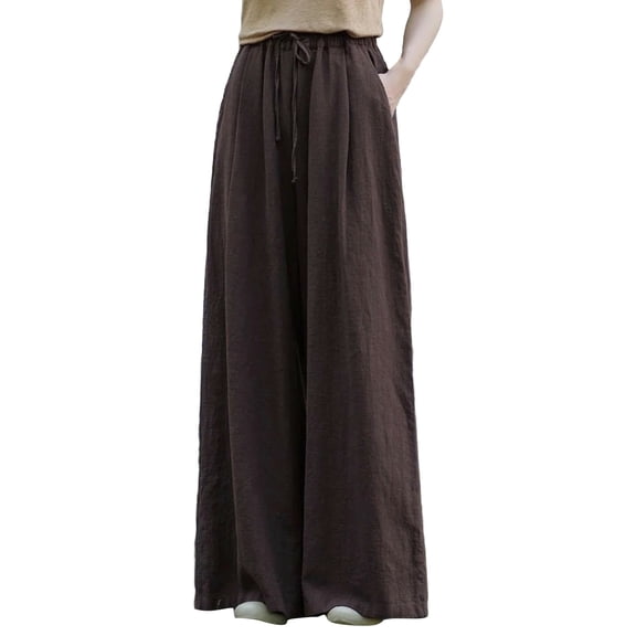 frariair Pant for women Women's Cotton And Linen Women's Spring And Autumn Linen Literary Loose And Versatile Casual Sports Long Pants Summer Coffee