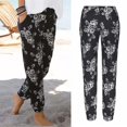 thumbnail image 1 of frariair Pants for Women Trendy High Waist Printing Easy Trousers Long Boho Beach Pockets Black, 1 of 8