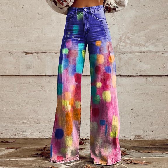 DIY Customization frariair Pants for Women Trendy Women's Loose Fashion Plus Size Printed Casual Pink