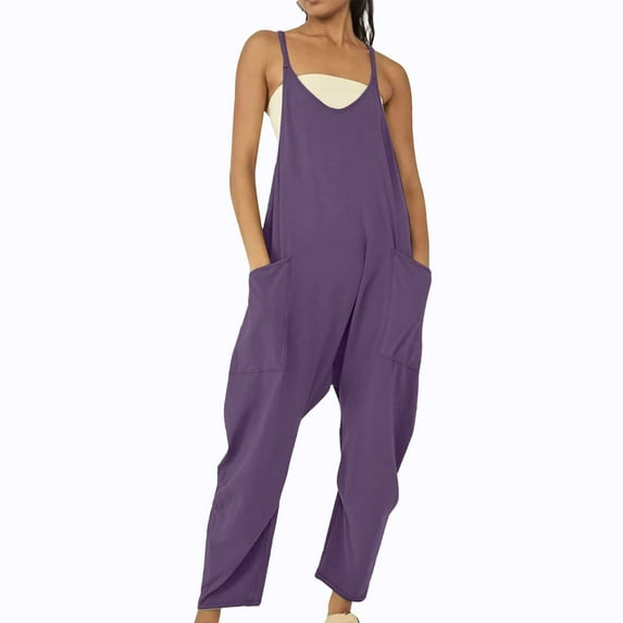 frariair Plus Size Straight Leg Trousers For Women Stretch Waist Linen Blend Pants Boho Chic Casual Outfit With Side Pockets Purple