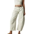 thumbnail image 1 of frariair ​Relaxed Fit Wide Leg Jean Trousers For Women Comfort Stretch Waist Loose Silhouette Denim Pants With Modern Drop Crotch Design​ White, 1 of 4
