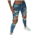 thumbnail image 1 of frariair Ripped Jeans Womens Ladies Pants Plus Size Washed Women's Trousers Light blue, 1 of 7