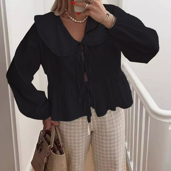 frariair ​Scholar Inspired Long Sleeve Top Featuring Bookish Motifs Perfect For Campus Style And Literary Event Fashion​ Black